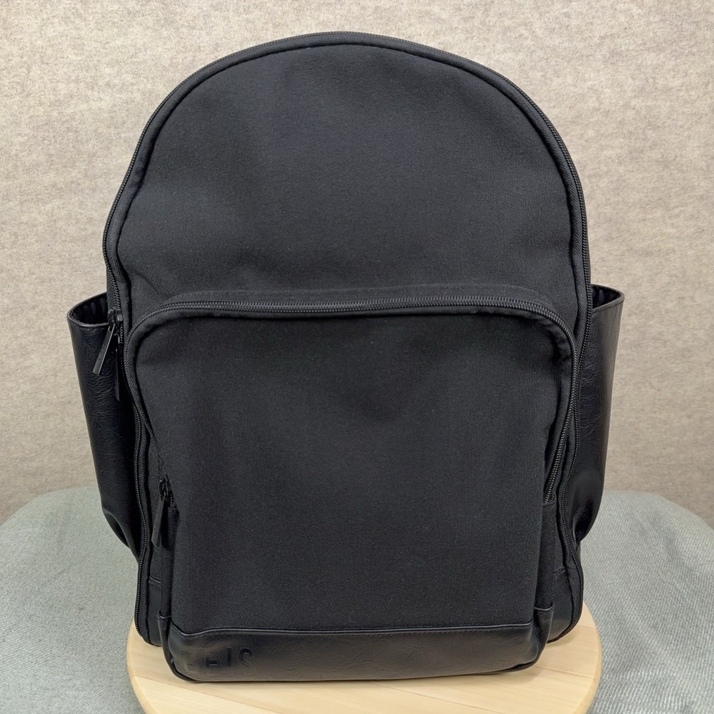 BEIS The Travel Backpack Black Clamshell Suitcase Carry On Pleather Laptop Bag